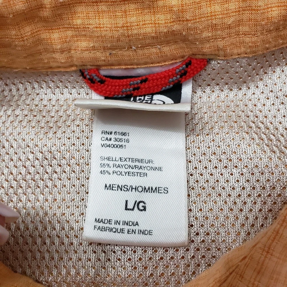 The North Face Shirt Mens Large Orange Pockets Short Sleeve‎ Button Up